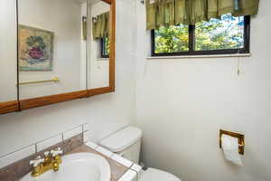 Bathroom with vanity and toilet