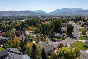 Drone / aerial view with a mountain view