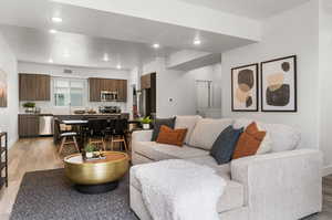 Living room featuring light wood-type flooring