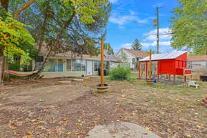 View of yard with a shed