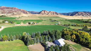 Aerial view with a mountain view and a rural view