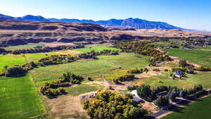 Aerial view featuring a mountain view and a rural view