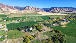 Aerial view with a mountain view and a rural view