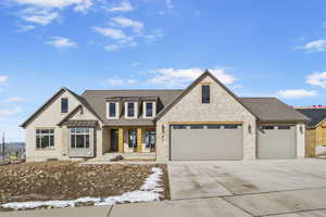 View of front of home featuring a garage