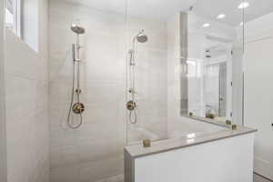 Bathroom with tiled shower