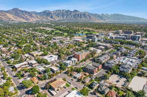 Aerial view featuring a mountain view