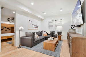 Living room featuring light hardwood / wood-style flooring