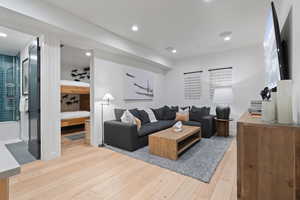 Living room featuring light wood-type flooring