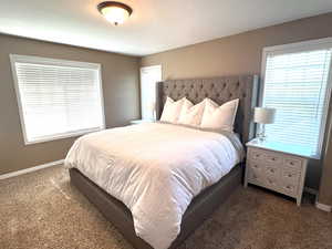 Master bedroom with plenty of room for a king size bed, lots of natural light from the windows, and opens into a flex room that could easily be turned into a 4th bedroom