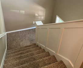 Stairway with upgraded molding and railing