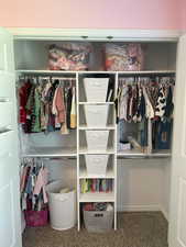 The closets feature custom organizers