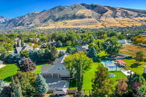 Aerial view with a mountain view