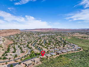 Bird's eye view with a residential view