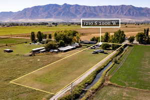 Aerial view with a mountain view and a rural view