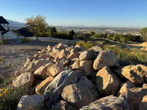 view of landscape boulder from top of the lot