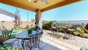 View of patio / terrace with ceiling fan