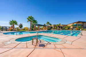 View of swimming pool with a patio