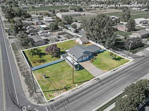 Aerial view of property lines