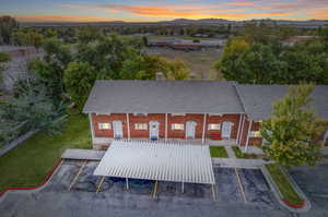 View of aerial view at dusk