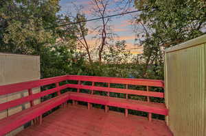 View of deck at dusk