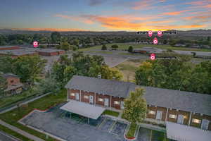 View of aerial view at dusk