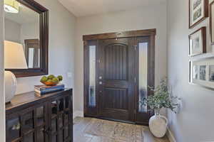 Foyer with hardwood / wood-style floors