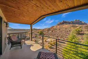 Balcony with a mountain view