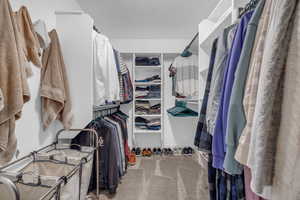 Spacious closet with carpet floors