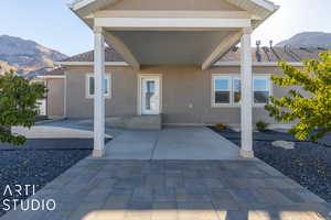 Covered patio on west side of home