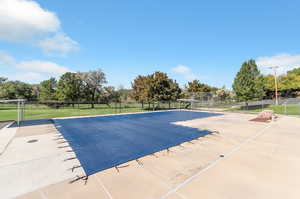 View of swimming pool featuring a lawn and a patio area