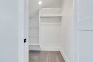 Spacious closet featuring carpet floors