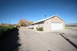 Exterior space with a garage