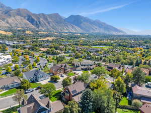 Drone / aerial view with a mountain view