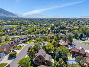 Aerial view featuring a mountain view