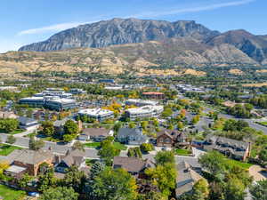 Drone / aerial view with a mountain view