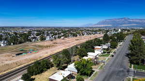 Aerial view featuring a mountain view