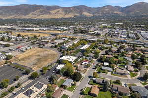 Drone / aerial view with a mountain view