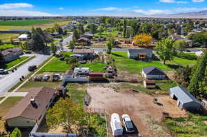 Drone / aerial view featuring a mountain view