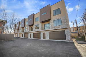 Exterior space with a garage