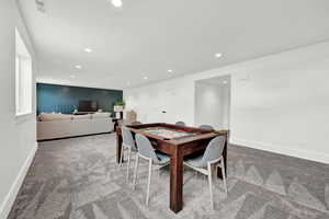 View of carpeted dining area