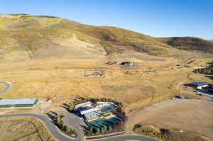 Drone / aerial view with a mountain view