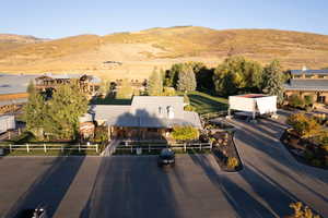 Aerial view featuring a mountain view