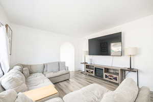 Living room featuring light wood-type flooring