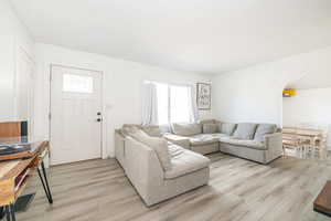 Living room featuring light wood-type flooring