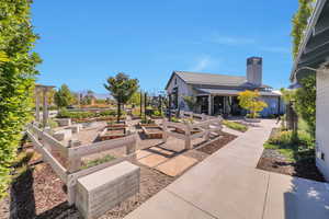 View of patio / terrace with a mountain view