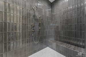 Bathroom with a tile shower