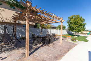 View of patio / terrace featuring a pergola