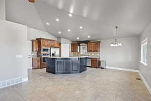 Spacious kitchen and dining area.