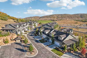 Aerial view featuring a mountain view