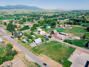 Drone / aerial view with a mountain view